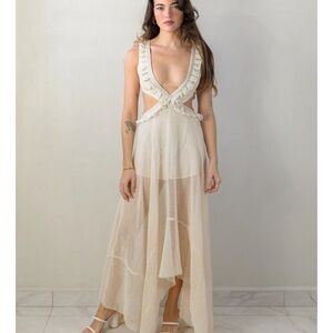 Elegant Cream Maxi Dress